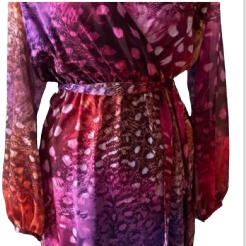 ERIN By Erin Fetherston Red Feather Wrap Dress - Picture 8 of 12